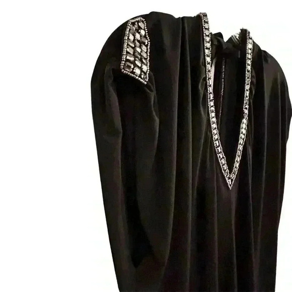 Moda International XS Black Sleeveless Dress Beaded Trim Party Cocktail - Picture 6 of 13